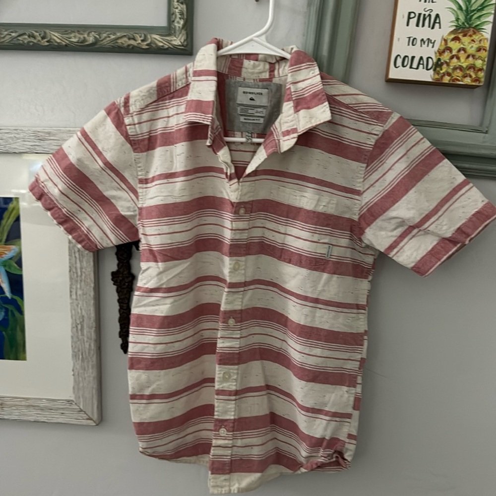 Boys Nice Cotton button up short sleeve shirt Size large 14